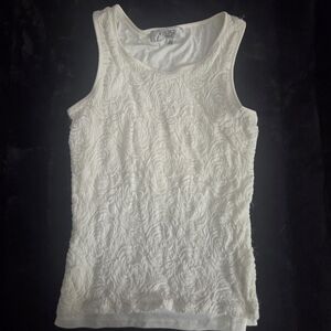 Kasper Cream Textured Tank Top